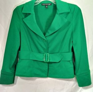 Harve Benard Wide Belt/Cuff/Collar Jacket Wm L Grn